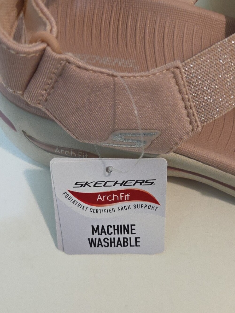 Skechers Women's Blush Pink Crisscross Arch Fit Sandals Size 7 NWOB - Picture 7 of 9